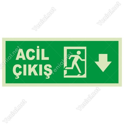 Acil Çıkış Aşağı Ok Lümen Folyo Levhası