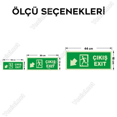Acil Çıkış Sağ Aşağı Ok Lümen Folyo Levhası