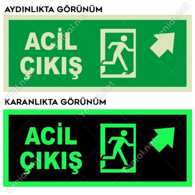 Acil Çıkış Sağ Üst Ok Lümen Folyo Levhası