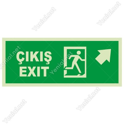 Çıkış Exit Sağ Üst Ok Lümen Folyo Levhası