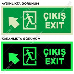 Çıkış Exit Sol Üst Ok Lümen Folyo Levhası