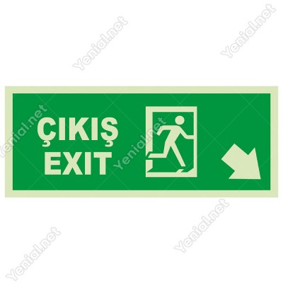 Exit Çıkış Sağ Aşağı Ok Lümen Folyo Levhası