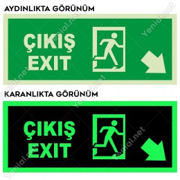 Exit Çıkış Sağ Aşağı Ok Lümen Folyo Levhası
