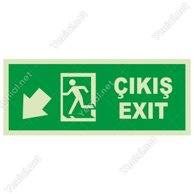 Exit Çıkış Sol Aşağı Ok Lümen Folyo Levhası
