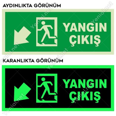 Yangın Çıkışı Sol Aşağı Ok Lümen Folyo Levhası
