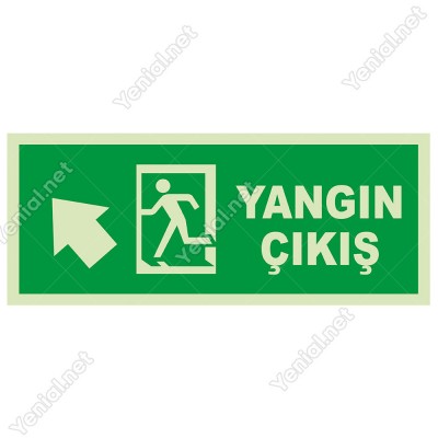 Yangın Çıkışı Sol Üst Ok Lümen Folyo Levhası