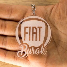 Fiat Logolu İsme Özel - Kişiye Özel Pleksi Anahtarlık - Arkadaşa, Sevgiliye Eşe Hediye