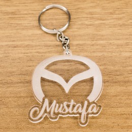 Mazda Logolu İsme Özel - Kişiye Özel Pleksi Anahtarlık - Arkadaşa, Sevgiliye Eşe Hediye