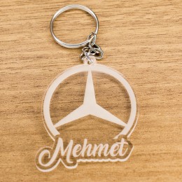 Mercedes Logolu İsme Özel - Kişiye Özel Pleksi Anahtarlık - Arkadaşa, Sevgiliye Eşe Hediye