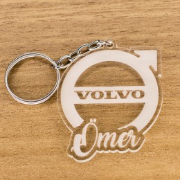 Volvo Logolu İsme Özel - Kişiye Özel Pleksi Anahtarlık - Arkadaşa, Sevgiliye Eşe Hediye
