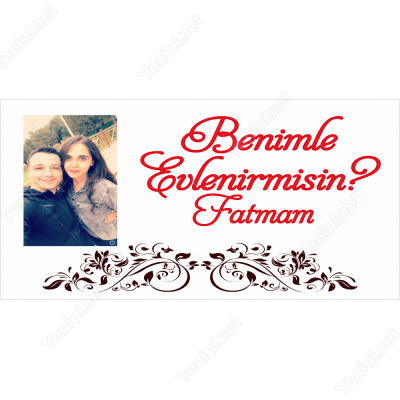 Fotoğraflı Desenli Güzel Kaliteli Benimle Evlenir Misin Branda Afisi
