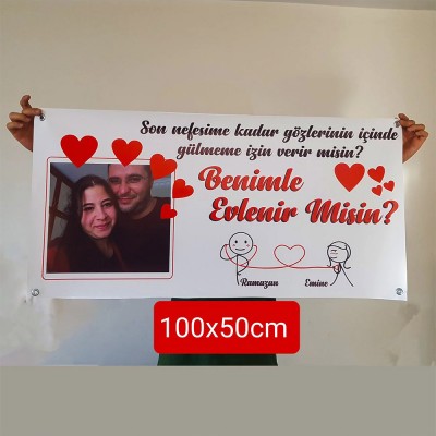 Fotoğraflı Evlilik Teklifi Afişi Pankartı