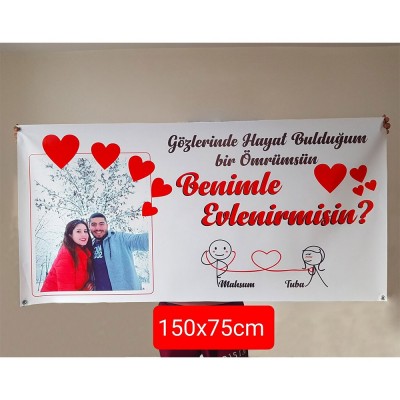 Fotoğraflı Evlilik Teklifi Afişi Pankartı