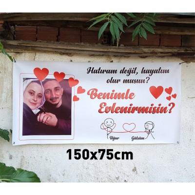 Fotoğraflı Evlilik Teklifi Afişi Pankartı