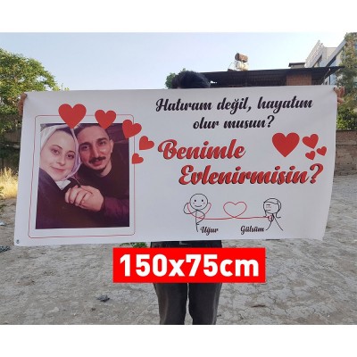 Fotoğraflı Evlilik Teklifi Afişi Pankartı