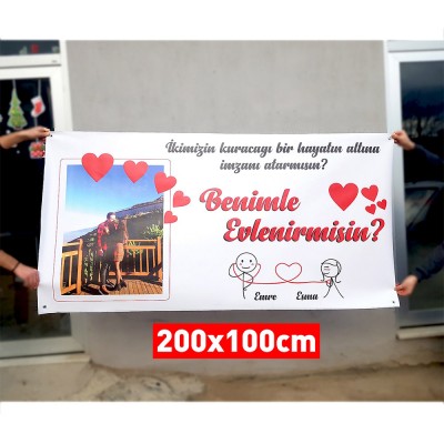 Fotoğraflı Evlilik Teklifi Afişi Pankartı