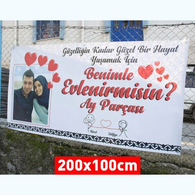 Fotoğraflı Evlilik Teklifi Afişi Pankartı