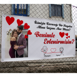 Fotoğraflı Evlilik Teklifi Afişi Pankartı