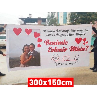 Fotoğraflı Evlilik Teklifi Afişi Pankartı