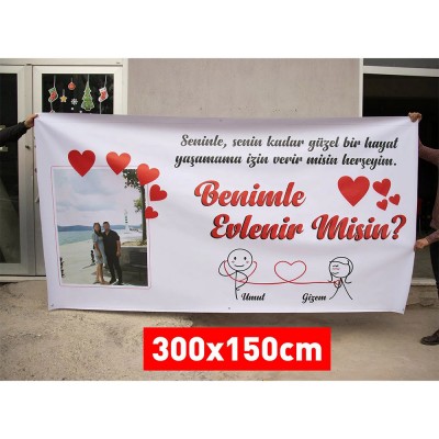 Fotoğraflı Evlilik Teklifi Afişi Pankartı