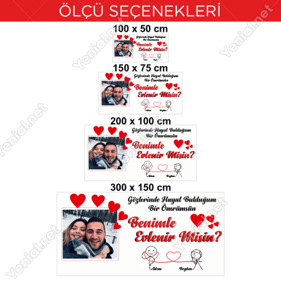 Fotoğraflı Evlilik Teklifi Afişi Pankartı