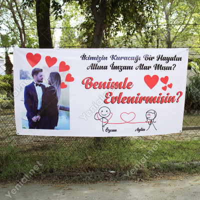 Fotoğraflı Evlilik Teklifi Afişi Pankartı