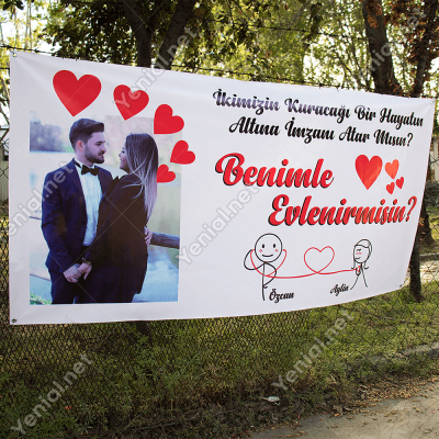 Fotoğraflı Evlilik Teklifi Afişi Pankartı