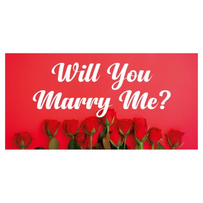 Will You Marry Me Evlilik Teklifi Afişi Pankartı Gül Desenli