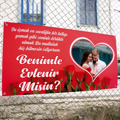 Resimli Gül Desenli Evlilik Teklifi Afişi Pankartı Benimle Evlenir Misin Resimli Gül Desenli Evlilik Teklifi Afişi Pankartı Benimle Evlenir Misin