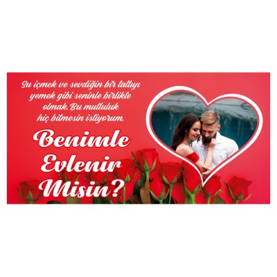 Resimli Gül Desenli Evlilik Teklifi Afişi Pankartı Benimle Evlenir Misin Resimli Gül Desenli Evlilik Teklifi Afişi Pankartı Benimle Evlenir Misin
