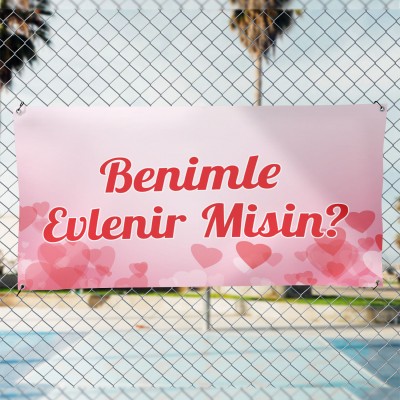 Kalpli Evlilik Teklifi Afişi Pankartı Benimle Evlenir Misin