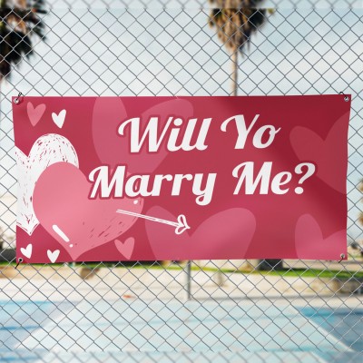 İngilizce Evlilik Teklifi Will You Marry Me Afişi Pankartı