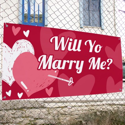 İngilizce Evlilik Teklifi Will You Marry Me Afişi Pankartı