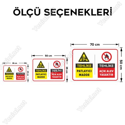Dikkat Patlayıcı Madde Açık Alev Yasaktır Levhası
