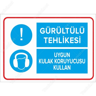 Gürültülü Tehlikesi - Uygun Kulak Koruyucusu Kullan Levhası