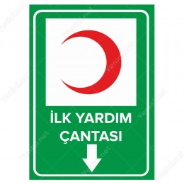 İlk Yardım Çantası Aşağı Ok Levhası