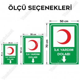 İlk Yardım Dolabı Aşağı Ok Levhası