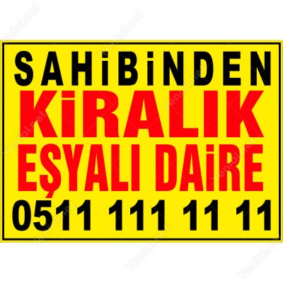 Sahibinden Kiralık Eşyalı Daire Branda Afişi
