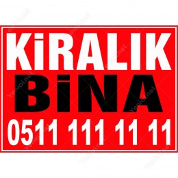 Kiralık Bina Branda Branda Afişi (Kırmızı Renk)