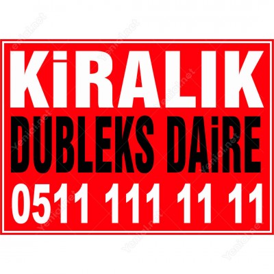 Kiralık Dubleks Daire Branda Branda Afişi (Kırmızı Renk)