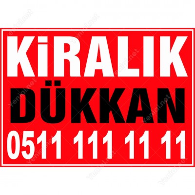 Kiralık Dükkan Daire Branda Branda Afişi (Kırmızı Renk)