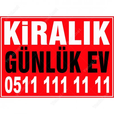 Kiralık Günlük Ev Branda Branda Afişi (Kırmızı Renk)