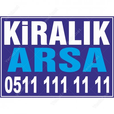 Kiralık Arsa Branda Branda Afişi (Mavi Renk)
