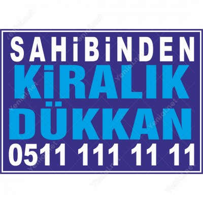 Sahibinden Kiralık Dükkan Branda Afişi (Mavi Renk)