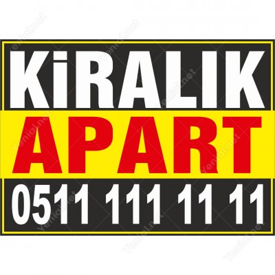 Kiralık Apart Branda Afişi (Sarı Siyah Renk)