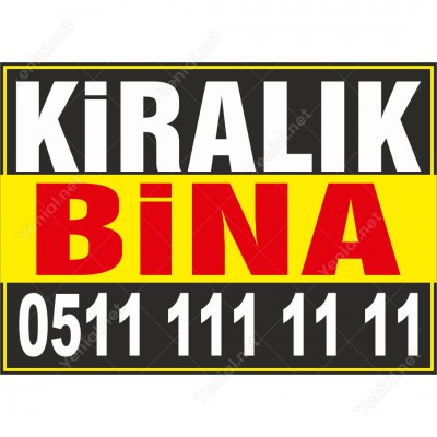 Kiralık Bina Branda Afişi (Sarı Siyah Renk)