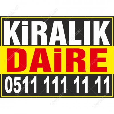 Kiralık Daire Branda Afişi (Sarı Siyah Renk)