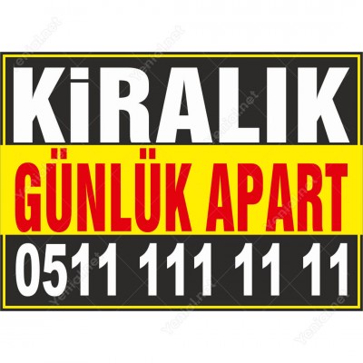 Kiralık Günlük Apart Branda Afişi (Sarı Siyah Renk)