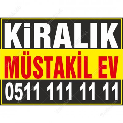 Kiralık Müstakil Ev Branda Afişi (Sarı Siyah Renk)