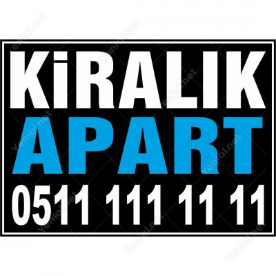 Kiralık Apart Branda Afişi (Siyah Mavi Renk)